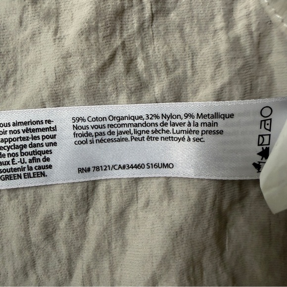 Eileen Fisher Organic Cotton Open Front Jacket Cardigan Beige Lagenlook S/P*H2 - Picture 7 of 7